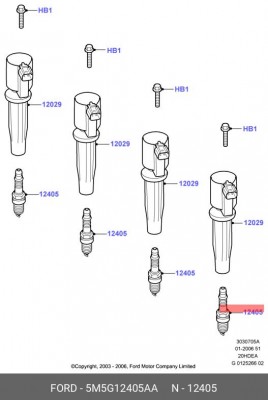 Свеча зажигания 5M5G-12405-AA FORD