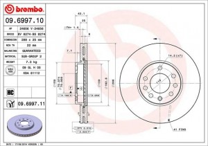 Тормозной диск 09.6997.10 BREMBO