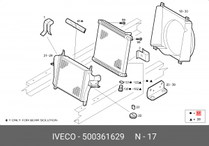 Радиатор, охлаждение двигател 500361629 IVECO