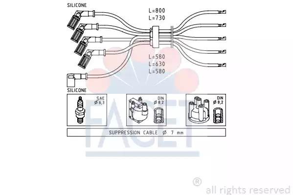 Ккомплект проводов зажигания 4.8716 FACET