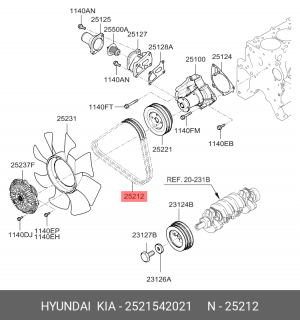 Клиновой ремень 25215-42021 HYUNDAI KIA