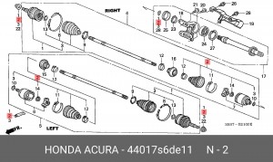 Комплект пылника, приводной вал 44017S6DE11 HONDA