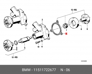 Прокладка, водяной насос 11 51 1 722 677 BMW