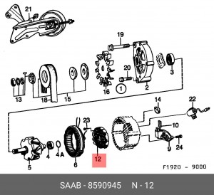 Выпрямитель, генератор 8590945 SAAB