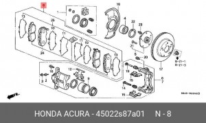 Комплект тормозных колодок, диско 45022S87A01 HONDA