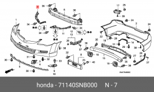 Кронштейн крепления бампера 71140SNB000 HONDA