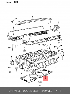 Прокладка, головка цилиндра 442 4060 CHRYSLER