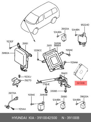 Блок управления, впрыскивание топлива 3910042500 HYUNDAI KIA