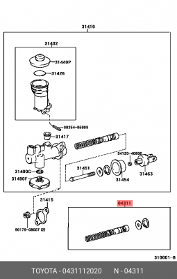 Ремкомплект, главный цилиндр 04311-12020 DAIHATSU