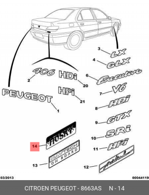 Наклейка 8663 AS CITROEN PEUGEOT