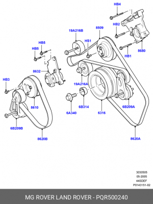 Поликлиновой ремень PQR500240 LAND ROVER