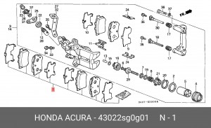Комплект тормозных колодок, диско 43022SG0G01 HONDA
