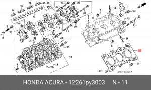 Прокладка, головка цилиндра 12261PY3003 HONDA