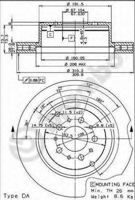 Тормозной диск 09.5519.10 BREMBO