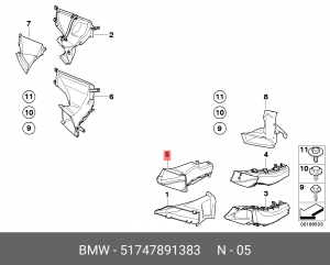 Воздуховод отопителя, кондиционирования салона 51 74 7 891 383 BMW