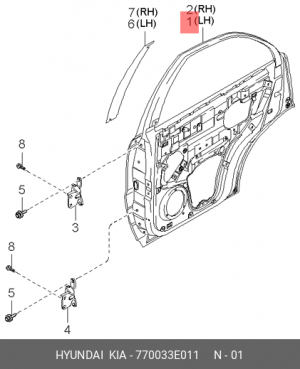 Дверь задняя 770033E011 HYUNDAI KIA
