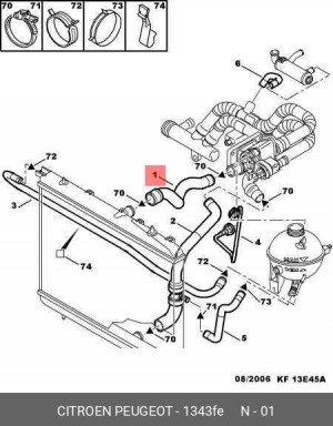 Шланг радиатора 1343 FE CITROEN PEUGEOT