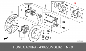 Колодки тормозные дисковые 43022-SMG-E02 HONDA
