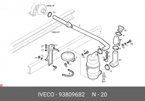 Рукав воздухозаборника, воздушный фильтр 93809682 IVECO