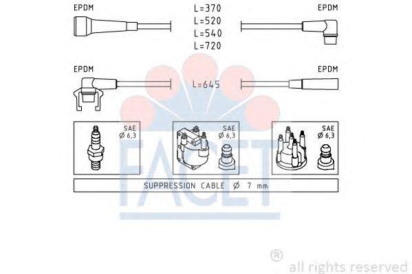 Ккомплект проводов зажигания 48537 FACET