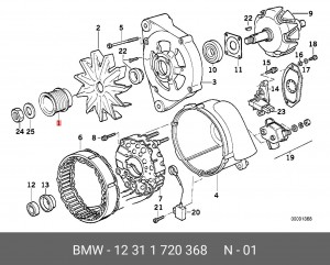 Ременный шкив, генератор 12 31 1 720 368 BMW