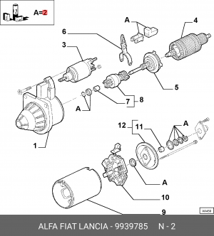 Ремкомплект, стартер 9939785 ALFA FIAT LANCIA