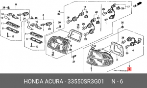 Фонарь задний 33550SR3G01 HONDA