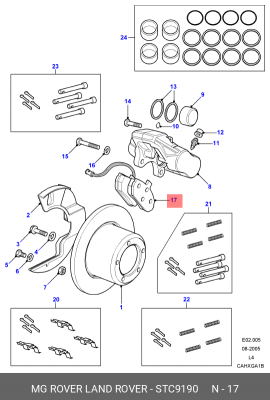 Комплект тормозных колодок, диско STC9190 MG ROVER LAND ROVER