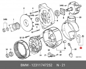 Ремкомплект, генератор 12 31 1 747 252 BMW
