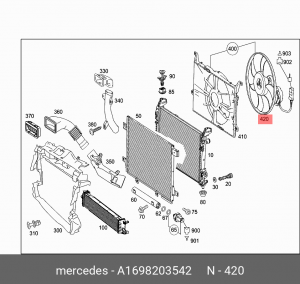 Вентилятор, охлаждение двигателя A 169 820 35 42 MERCEDES BENZ
