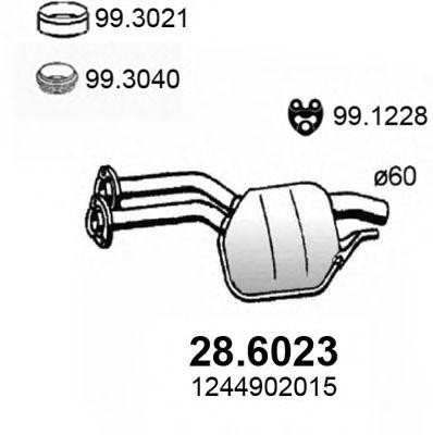 Средний глушитель выхлопных газов 286023 ASSO