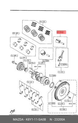 Поршень ДВС K8Y1-11-SA0B MAZDA