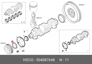 Уплотняющее кольцо, коленчатый вал 504087648 IVECO