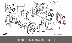 Комплектующие, колодки дискового тормоза 45237SR3003 HONDA