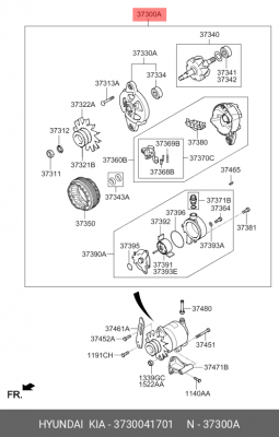 Генератор 3730041701 HYUNDAI KIA