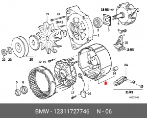 Подшипник контактного кольца, генератор 12 31 1 727 746 BMW