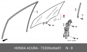 Стекло двери 73300SNBE01 HONDA