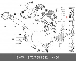 Корпус воздушного фильтра с фильтром 13 72 7 518 582 BMW