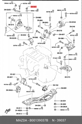 Гайка B001-39-037B MAZDA