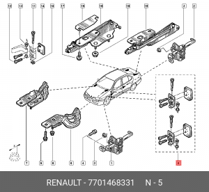 Петля - шарнир открывания двери 7701468331 RENAULT