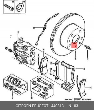 Кронштейн, корпус скобы тормоза 4403 13 CITROEN PEUGEOT