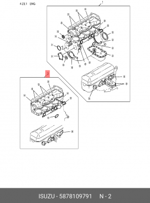 Комплект прокладок, головка цилиндра 5-87810-979-1 ISUZU