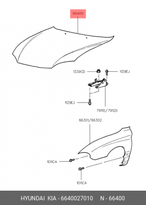 Капот двигателя 6640027010 HYUNDAI KIA
