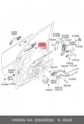 Кронштейн крепления ручки двери 826652E000 HYUNDAI KIA
