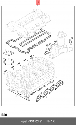 Комплект прокладок, головка цилиндра 93172421 GENERAL MOTORS