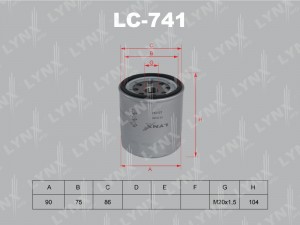 Фильтр масляный двигателя LC-741 LYNXAUTO