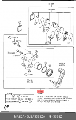 Тормозной суппорт GJZA3398ZA MAZDA