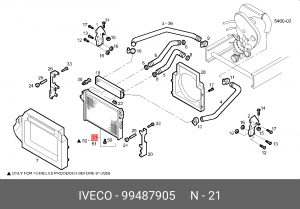 Радиатор, охлаждение двигател 99487905 IVECO