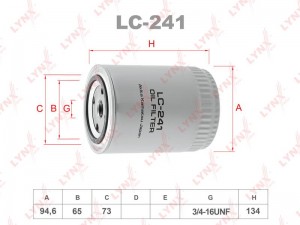 Фильтр масляный двигателя LC-241 LYNXAUTO