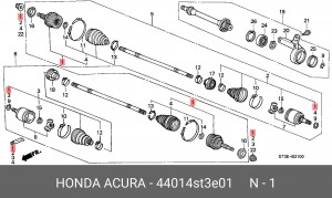Шарнирный комплект, приводной вал 44014-ST3-E01 HONDA